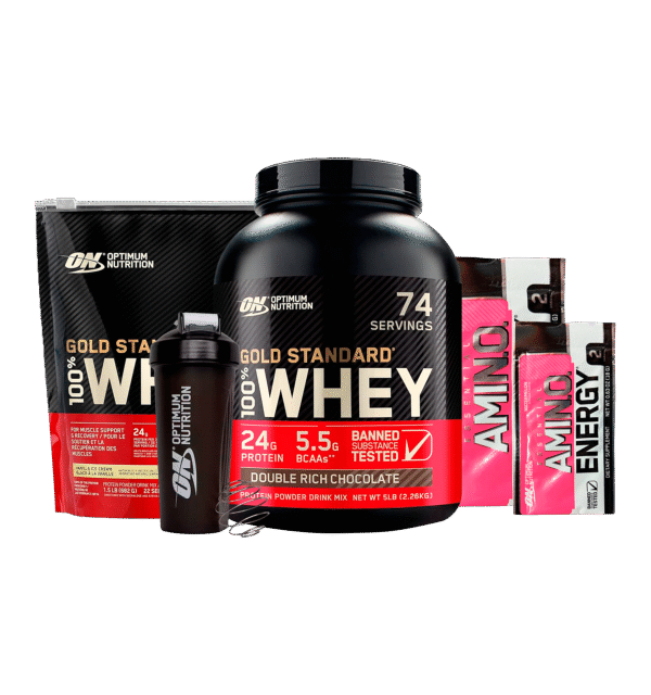 Combo Gold Standar 5lb + sobre 1.5 lb + Sobres amino energy + Shaker