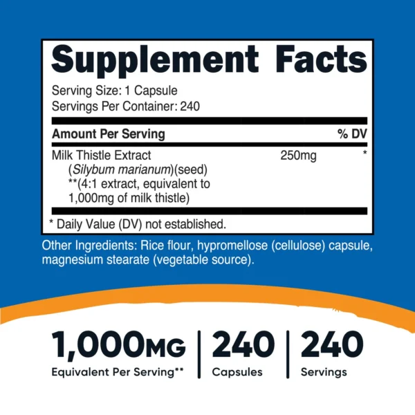 Milk Thistle 1000mg Nutricost - Imagen 2