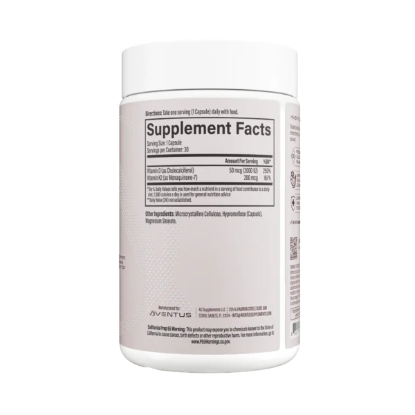 Vitamina D3 y K2 Aventus - Imagen 2